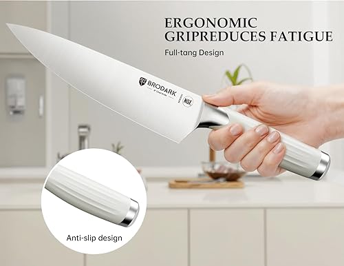 Miniatura 4 de BRODARK Juego de cuchillos de cocina de 15 piezas con bloque y varilla de afilar, juego de bloques de cuchillos de acero inoxidable alemán de espiga