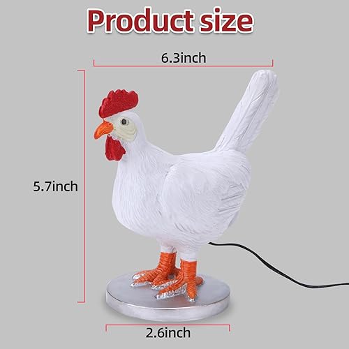 Miniatura 2 de Luz nocturna LED de huevo de gallina, lámpara de mesa de pollo de resina realista con USB, luz cálida para Pascua, Navidad, regalo de cumpleaños