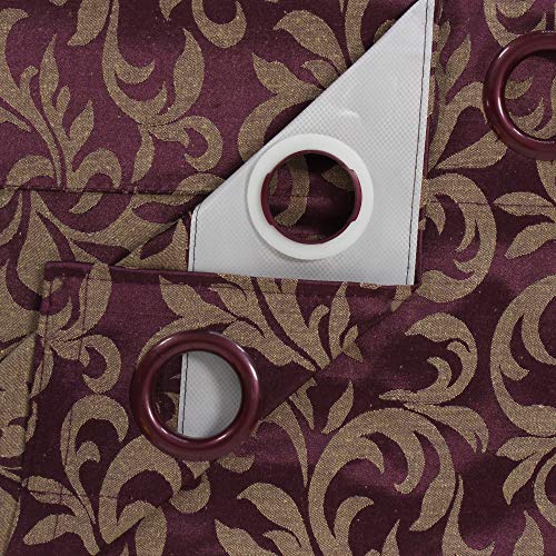 Image of Story@Home Polyester Floral Curtain, Window - 5 Feet, Glaze Magenta, Pack of 4