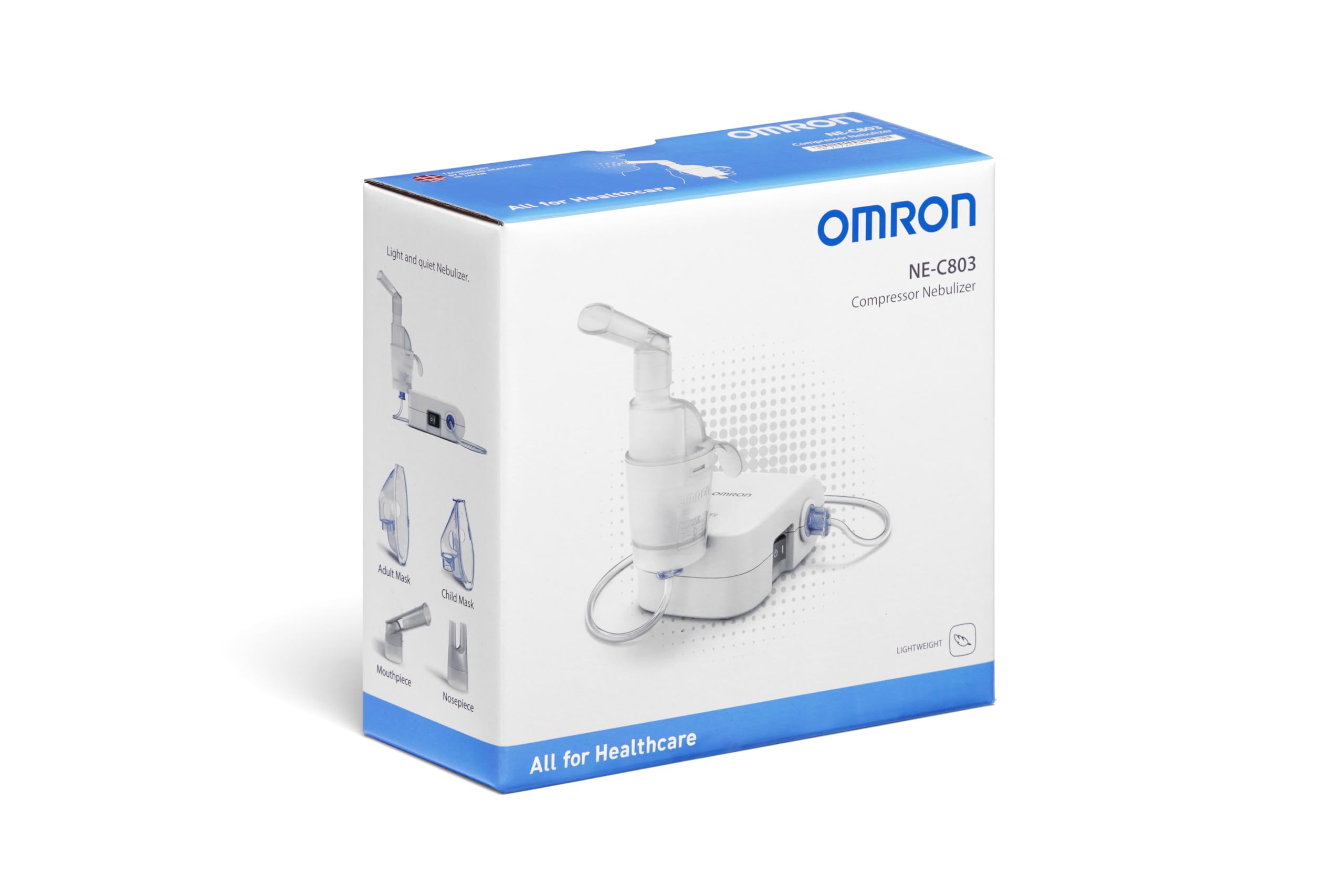 OMRON NE-C803-E Kit Nebulizador para Adultos y Niños, Inhalador Compacto, Nebulizador Portátil y Eficaz, Enchufe EU