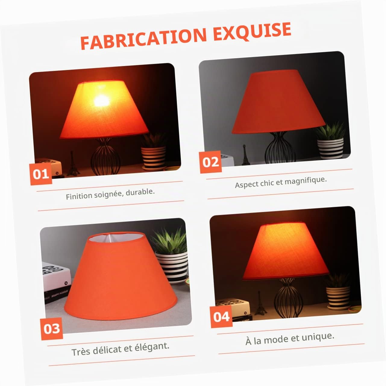 CLISPEED Abat Jour Tissu Orange pour Lampe de Table Style Simple et Élégant Compatible avec Lampes de Bureau et Appliques Murales Ajout Vintage à Votre Intérieur