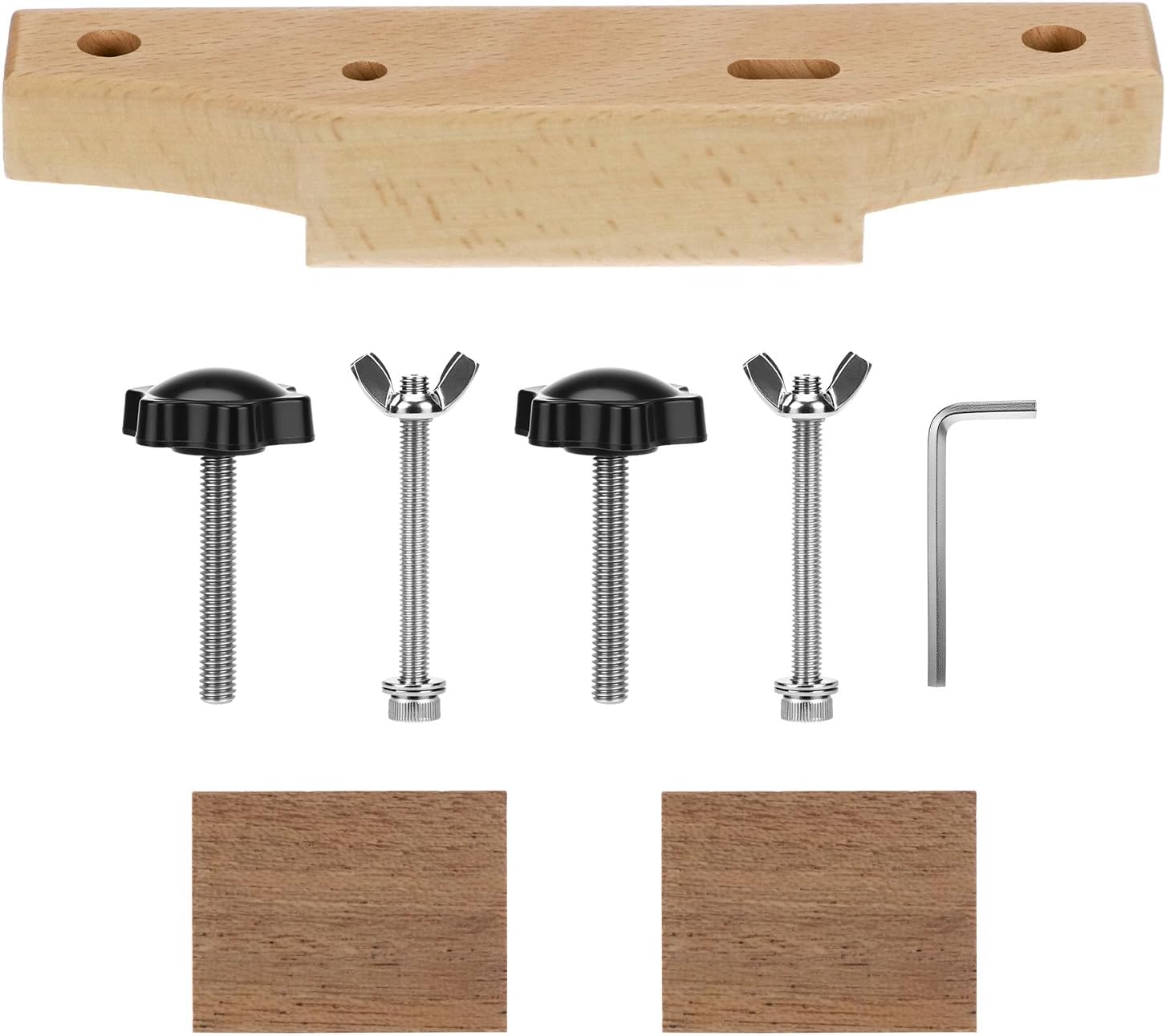 QWORK Guitar Bridge Clamp, Maple Wood & Metal Bridge Gluing Clamp with 2 Cork Gaskets and L-Wrench, Bridge Alignment Tool for Acoustic & Classical Guitar Repair