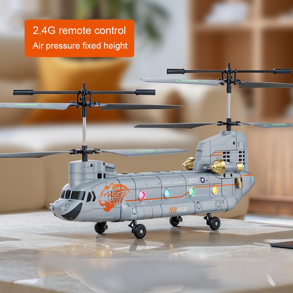 SREJNGL Remote Control Helicopter,Military Transport RC Helicopters with Altitude Hold, One Key Take Off/Landing,LED Light,RC Army Helicopter Beginners Gift for Kids Boys