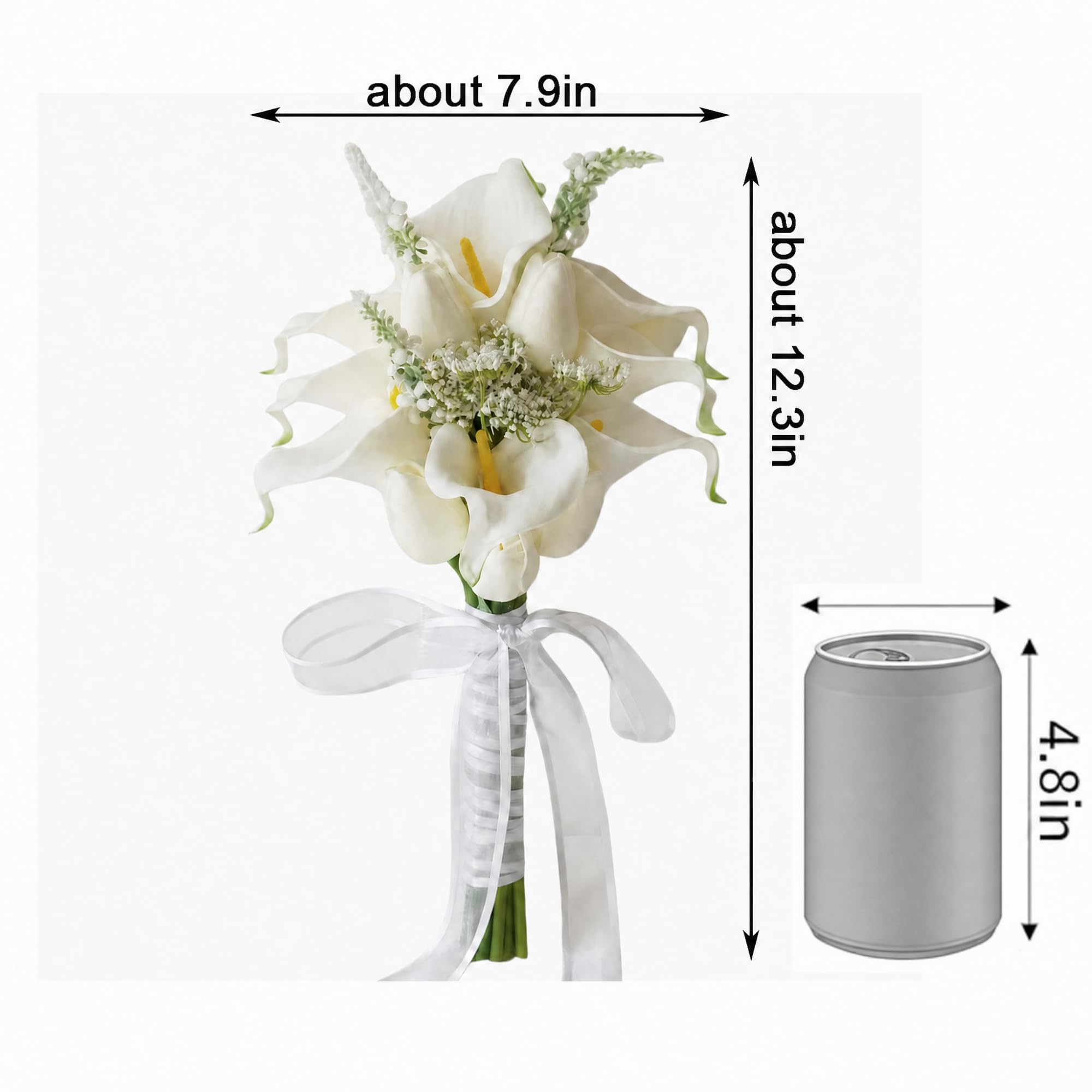 Xinhewong Künstliche Tulpen, Calla-Lilie, fühlen sich echt an, Brautstrauß, Hochzeitsstrauß, Heimdekoration, Party (weiß)
