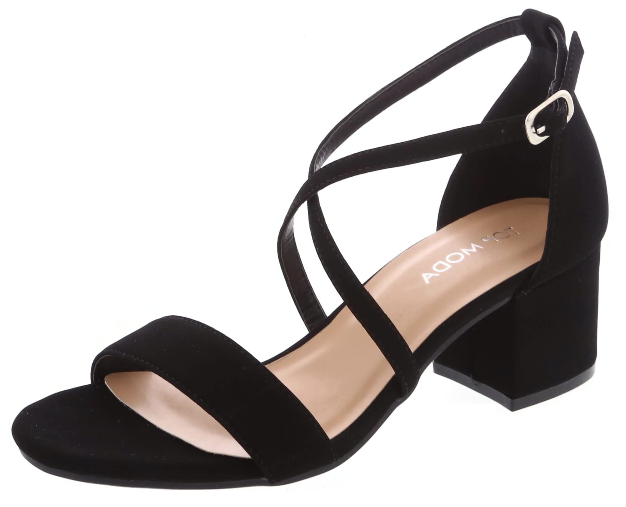 Top ModaOver the Toe Strap Ankle Wrap Strap 2' Block Heel Open Toe Dress Sandal