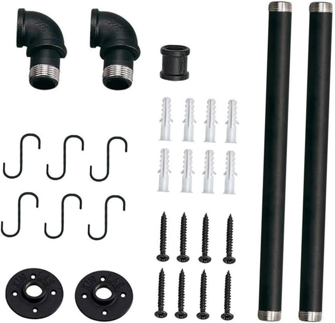 Toyvian Iron Pot Rack Wall Mounted Kitchen Pot Storage Rack with Hooks, 13 X 60 Cm Iron Pipe Hanging Utensil Holder Organizer for Kitchen Wall Storage