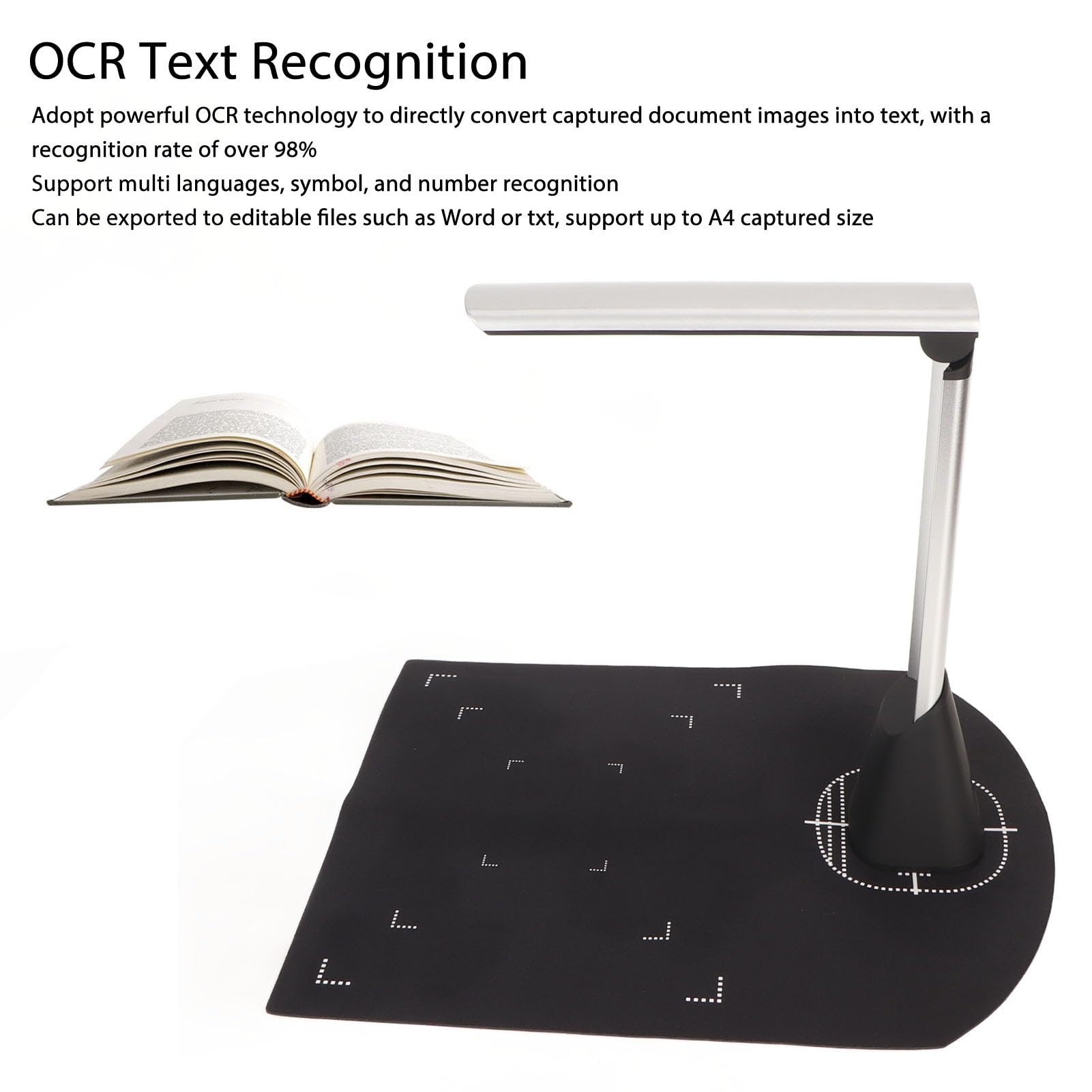 Cámara de Documentos USB Y2, Escáner de Documentos Plegable A4 de 8 MP, Compatible con Windows, Adecuado para Familias, Profesores, Finanzas y Empresas