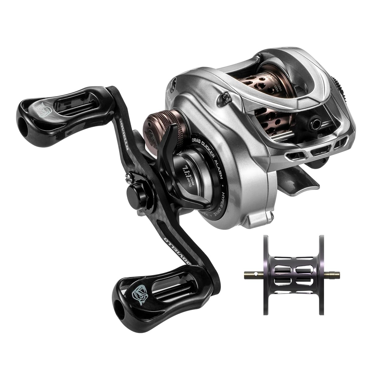 DOVIELLO HICC50 Compact Baitcaster Fishing Reels-4.7oz Ultra Smooth Fishing Reel with Magnetic Brake,7.1:1 Speed Ratio and 10+1 Bearing Reels Equipped for Saltwater Outdoor - Right Hand Dual spools