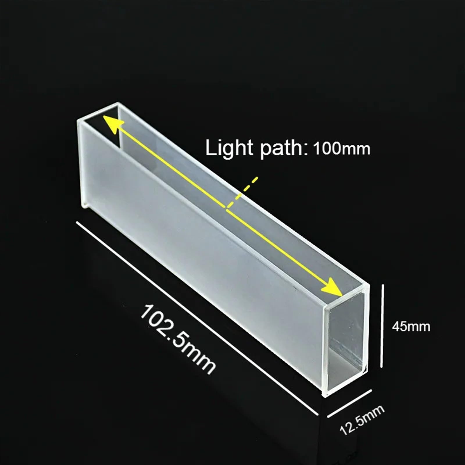 Cuvette de cuarzo de ángulo recto ， Cubeta de cuarzo con trayectoria de luz de 100 mm y celda de espectrómetro de 35 ml for espectrofotómetro con tecnología de sinterización de frita (paquete de 1)