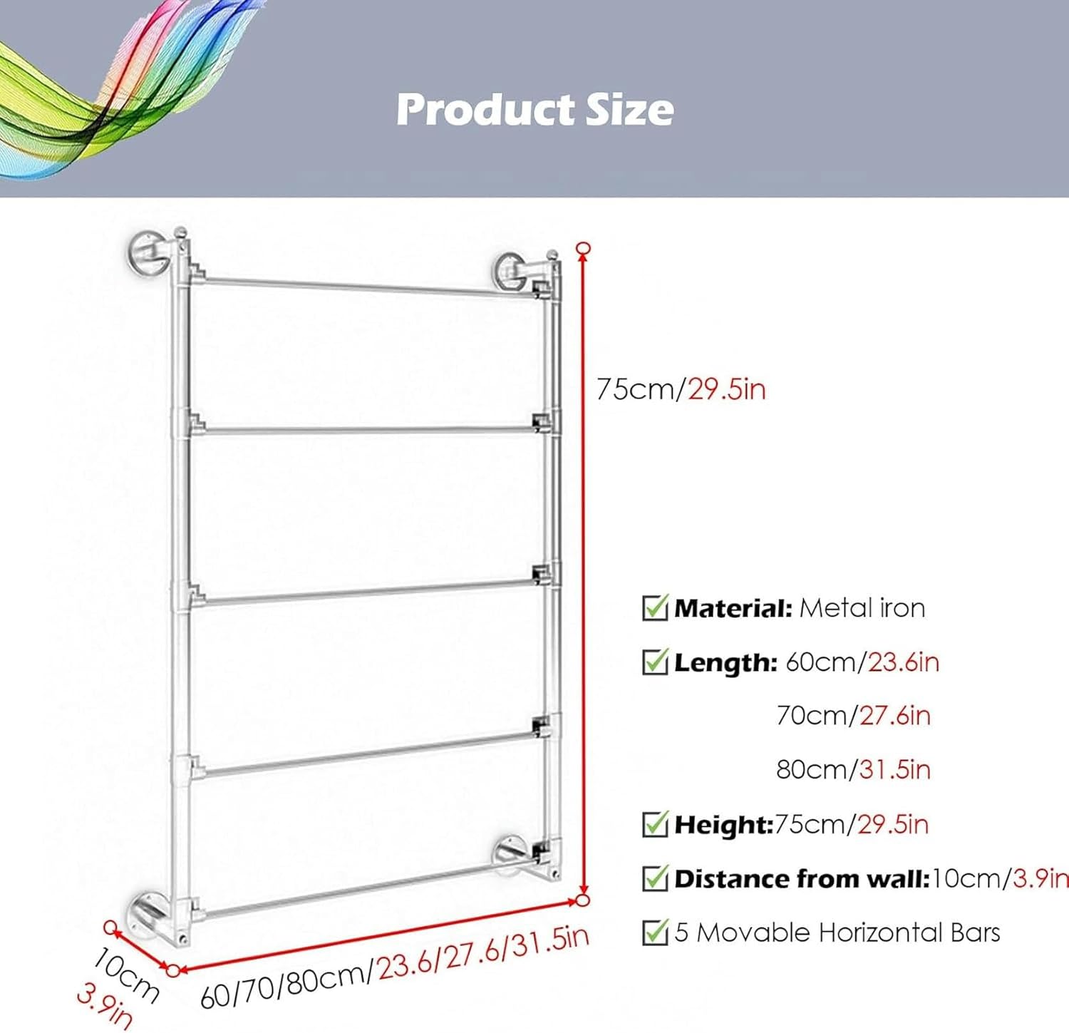 Retail Display Ribbon & Tie Rack, Wall Mounted Wrapping Paper Organizer Ribbon Stand, Necktie Holder for Home Clothing Retail Store Flower Shop