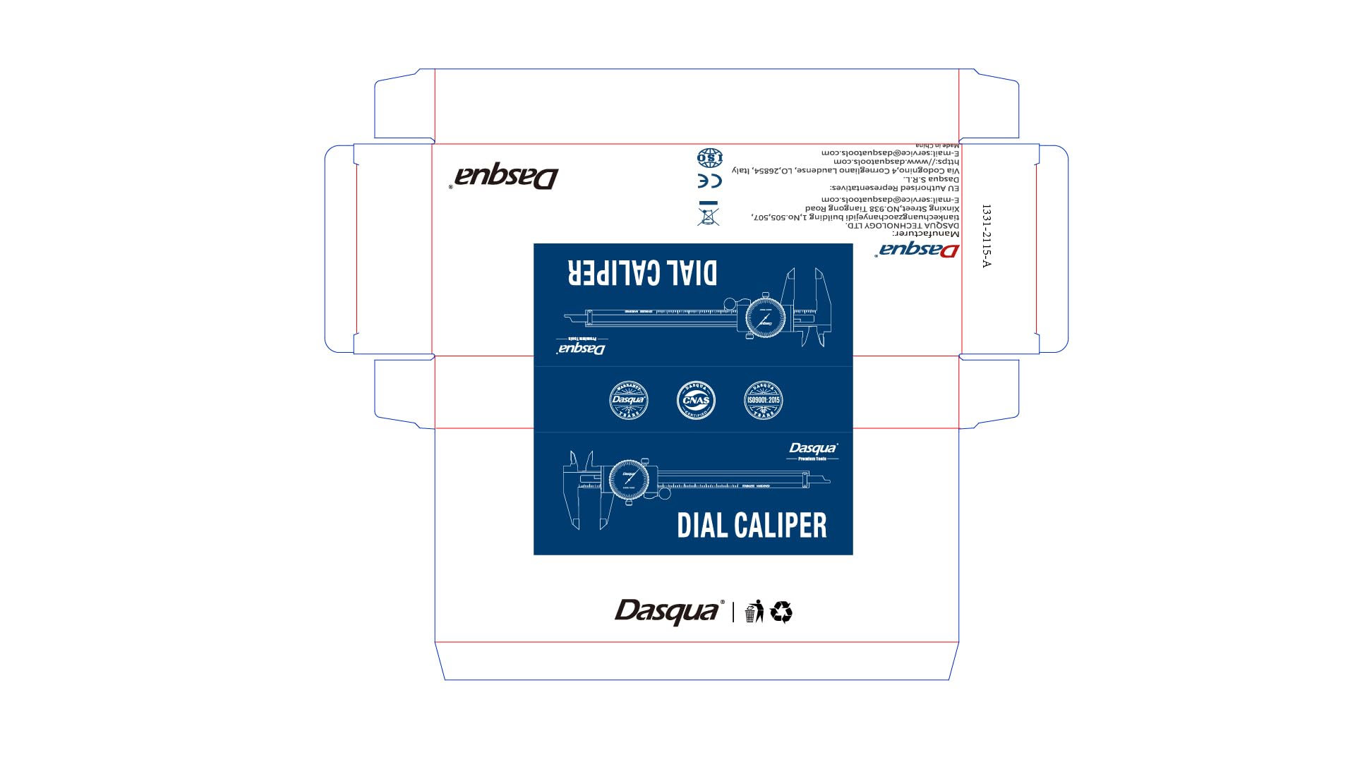 Dasqua Calibro a quadrante Strumento di misura 0-150 mm, calibro professionale di alta precisione, doppio antiurto per macchinisti, laboratorio, precisione 0,02 mm
