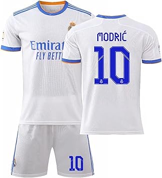 Amazon Co Jp サッカーユニフォーム 大人と子供21 22レアルマドリードのサッカーユニフォームアザールモドリッチユニフォームmodric背番号10 レプリカサッカーユニフォーム 子供用 ジュニア Gv オリジナルセット商品白の半袖白のショートパンツ快適で スポーツスーツ