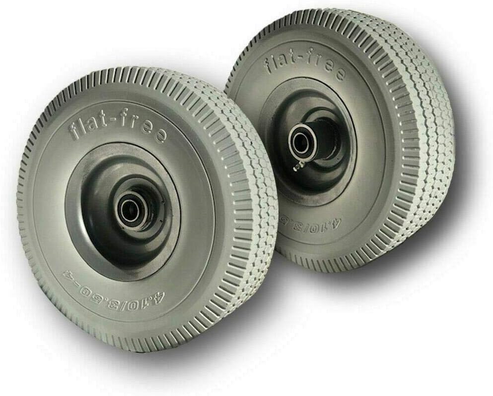 Voyager Tools Flat-Free Tires 10" Durable Wagon Dolly Cart Wheels (Orange) 2pc set