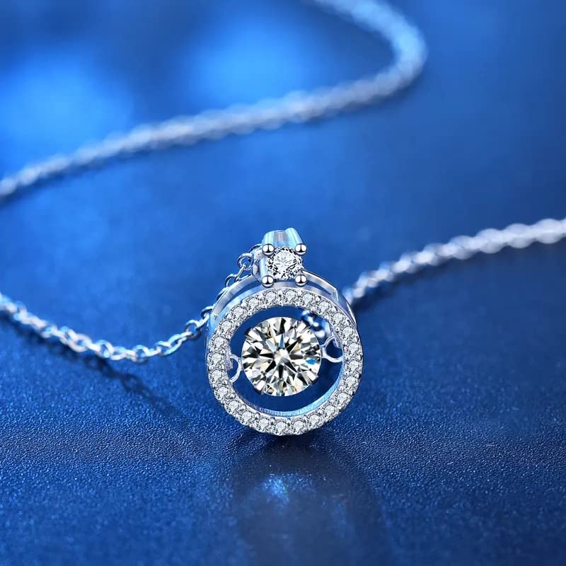 Collier Moissanite 5mm en Argent 925, Bijou Éclat Brillant pour Femme