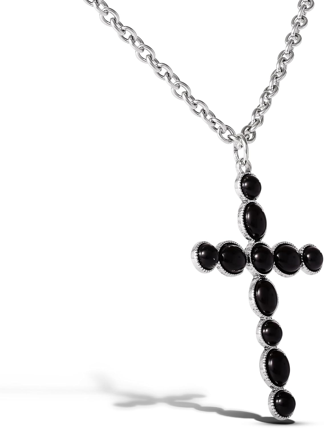 Jessica Simpson Black Cross Necklace for Women 32", Oxidized Silver-Tone Cross Pendant Necklace - Image 5