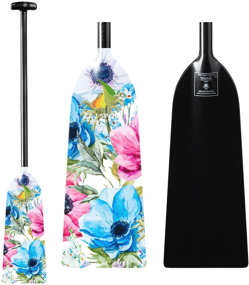 Z&J SPORT Dragon Boat Paddle Full Carbon Fiber with T Handle, IDBF Approved Paddle with Graphics for Dragon Boat