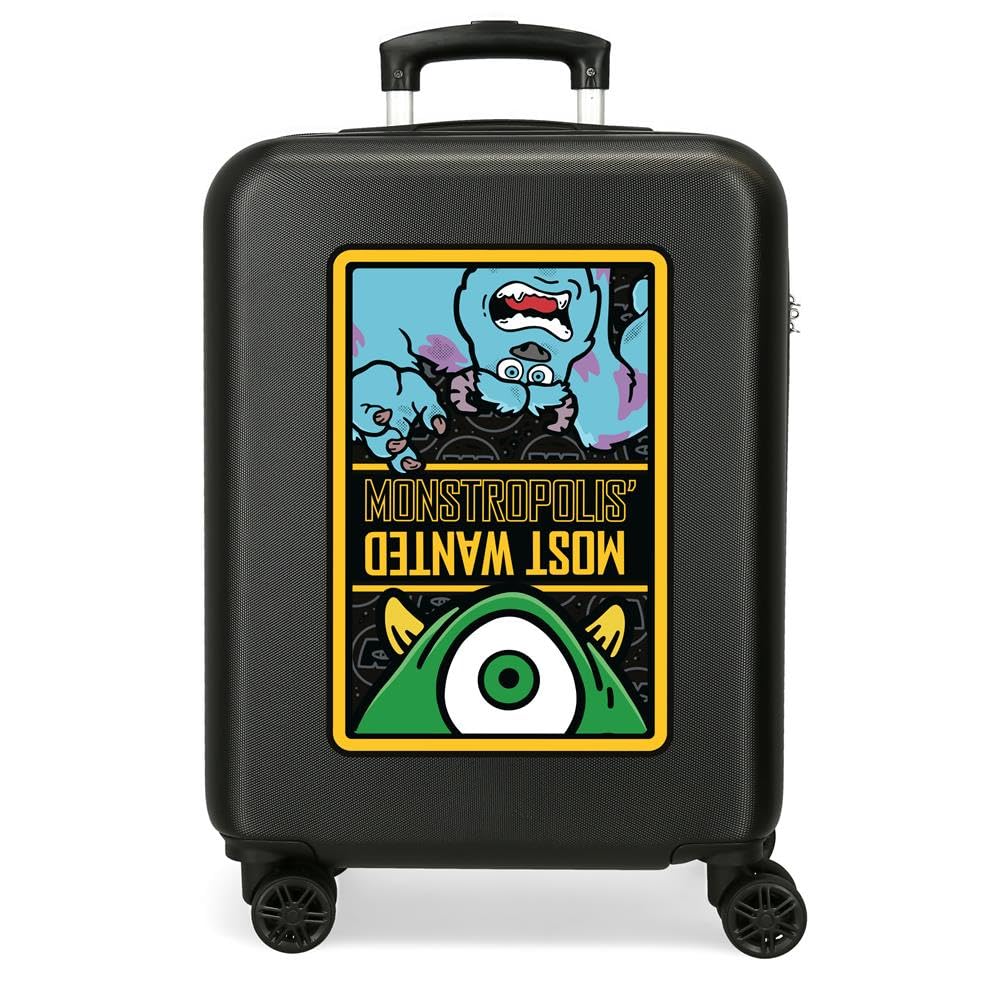 Joumma Disney Monsters Walizka kabinowa czarna 38 x 55 x 20 cm sztywne zapięcie szyfrowe z boku ABS 34L 2,6 kg 4 podwójne koła bagaż podręczny