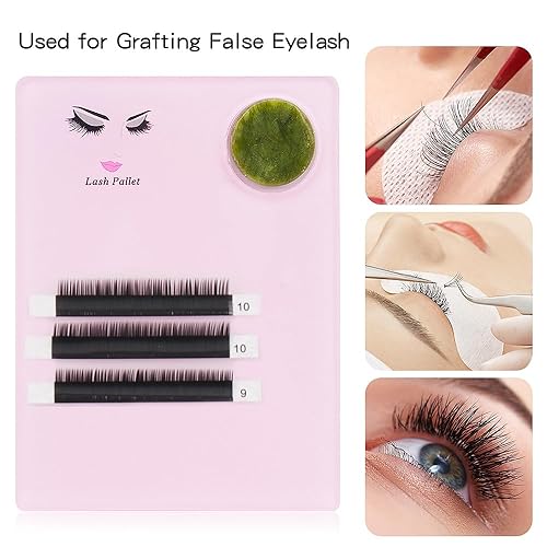 Miniatura 3 de Juego de soportes de extensión de pestañas -2 en 1 paleta de extensión de pestañas acrílicas + juego de piedra redonda de jade para injerto de