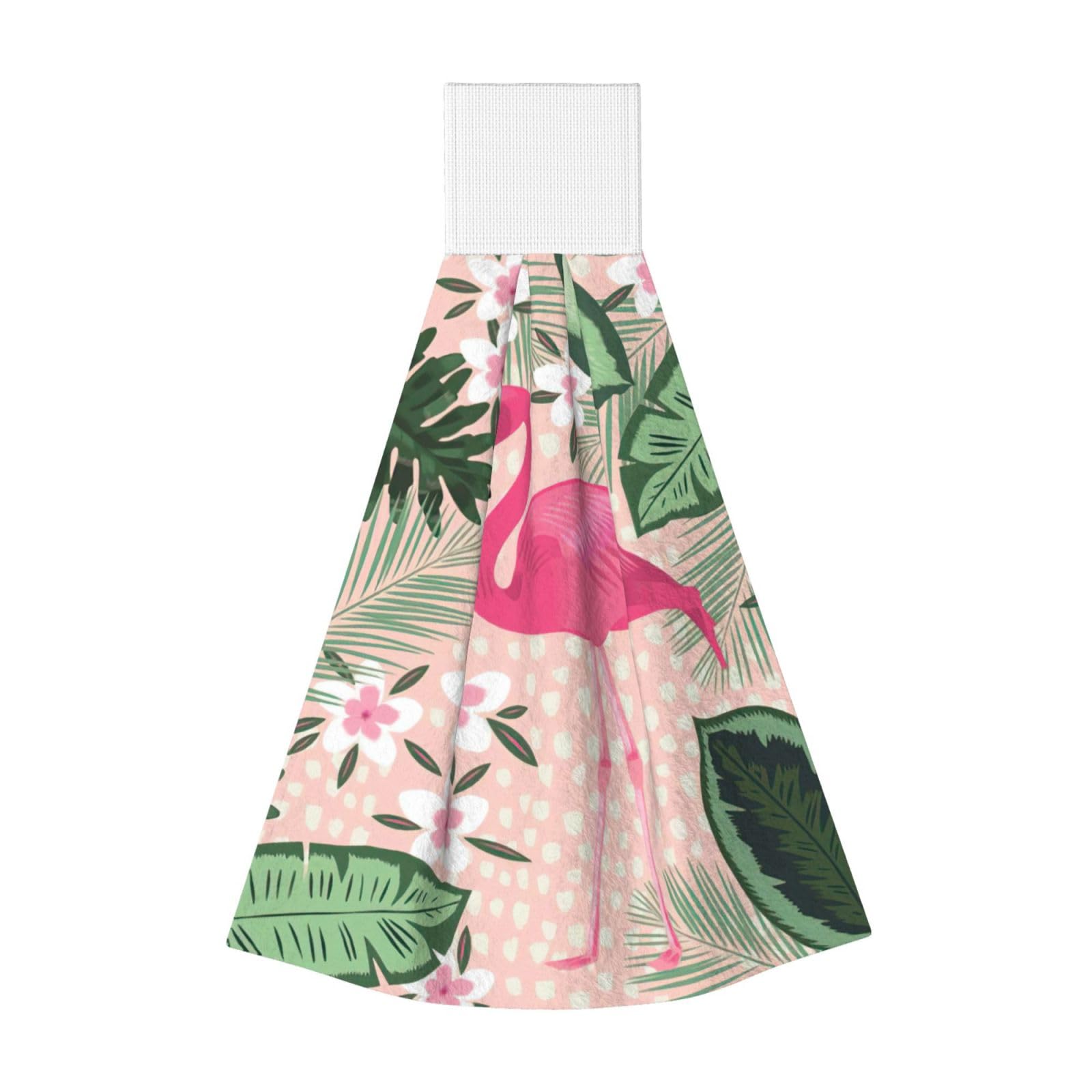 DUWAA Flamingo Print Hanging Hand Towel Quick Dry Bathroom Towel Soft Kitchen Towel