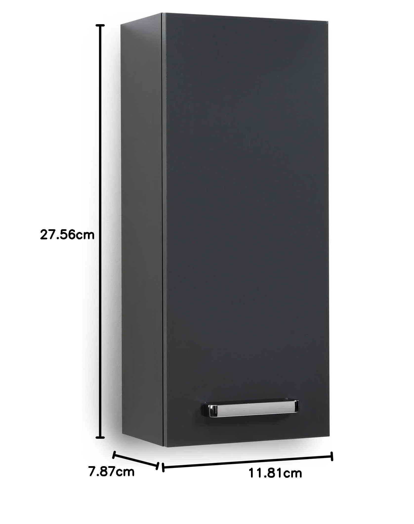 Pelipal Badezimmer Hängeschrank Quickset 311 in Anthrazit Glanz, 30 cm breit | Bad Wandschrank mit 1 Tür und 2 Einlegeböden