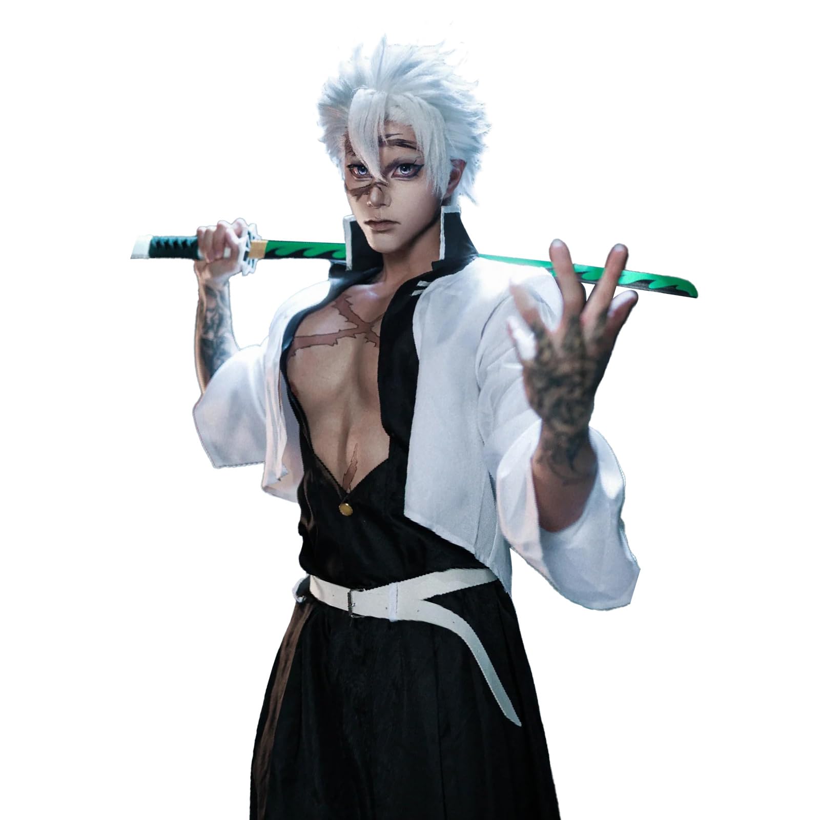 LTAKK Shinazugawa Sanemi Cosplay Costume Outfit Sanemi Shinazugawa Uniform Full Set Halloween Party Carnival Dress Up S โ image 1