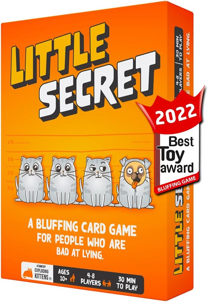 LITTLE SECRET | Bluffing Board Game for Family and Friends | An Exploding Kittens Card Game Collaboration | Award-Winning Board Game for 4-9 players