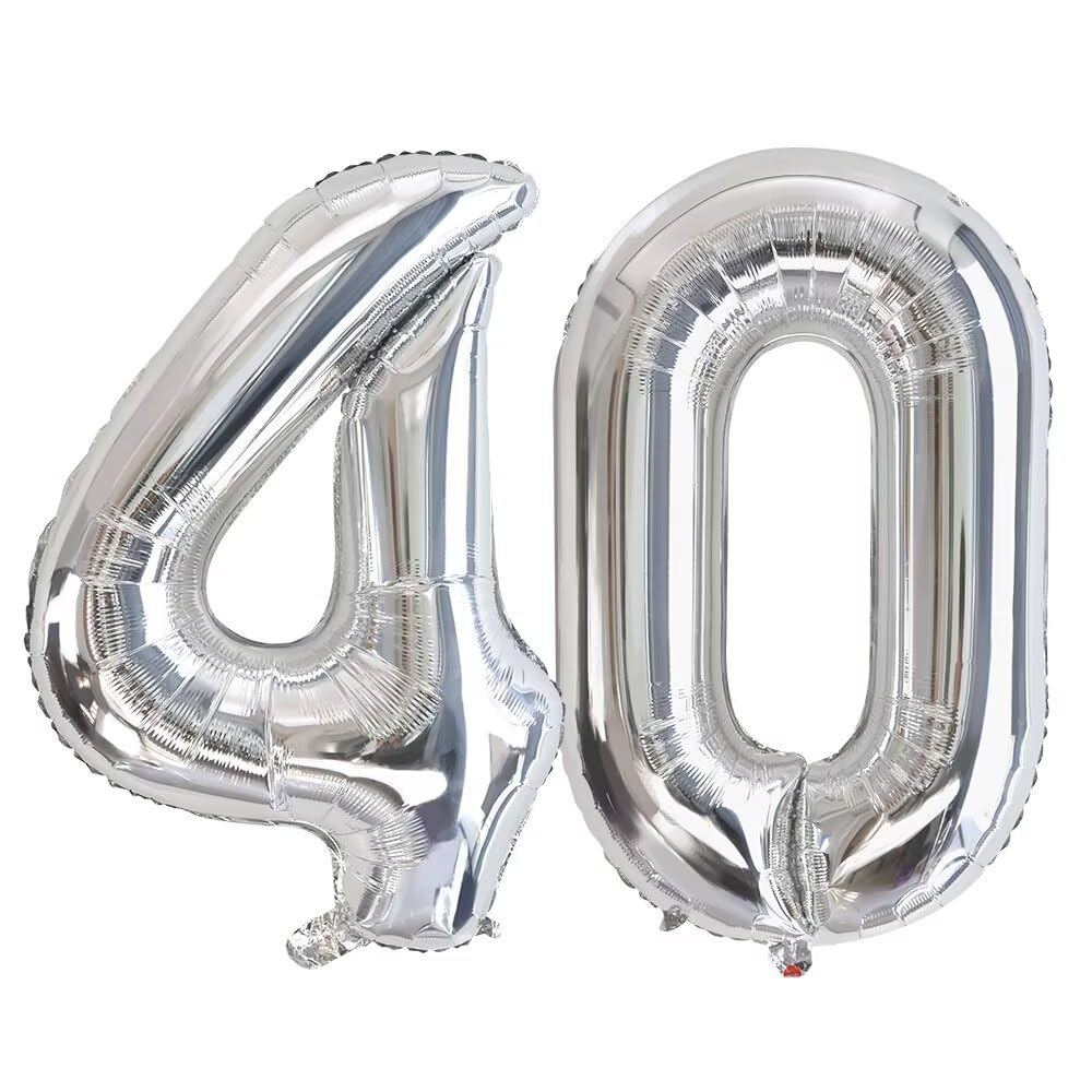 Number 40 Balloon Silver Numbers Balloons 40 Birthday Party Foil Balloon 40 Decoration-100cm