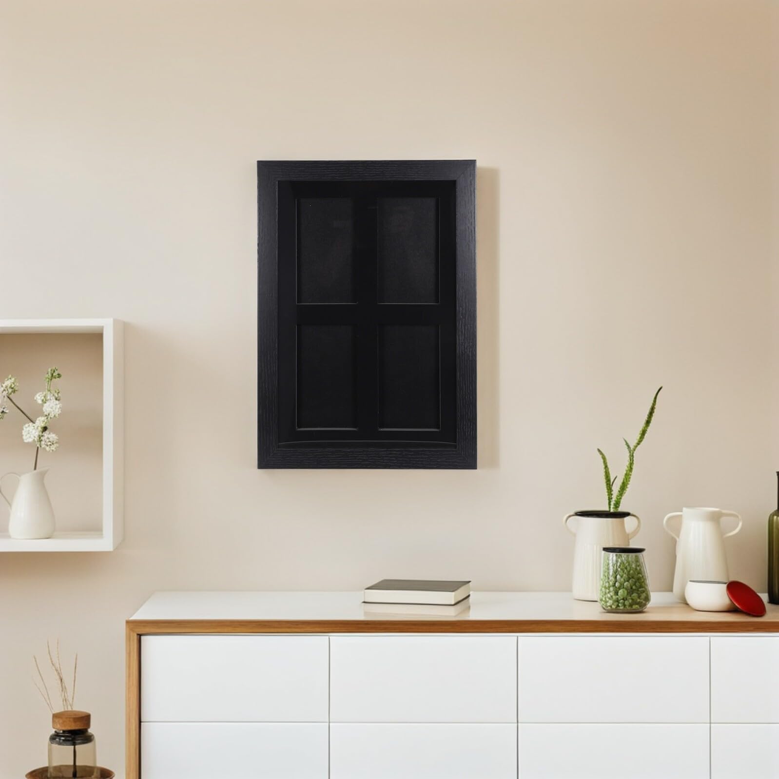 Lurrose Gerahmter Sammelkarten Rahmen für Wand und Tischmontage 4 Fächer Transparente Abdeckung Psa Kompatibel Kartendisplay für Sammelkarten und Trading Cards