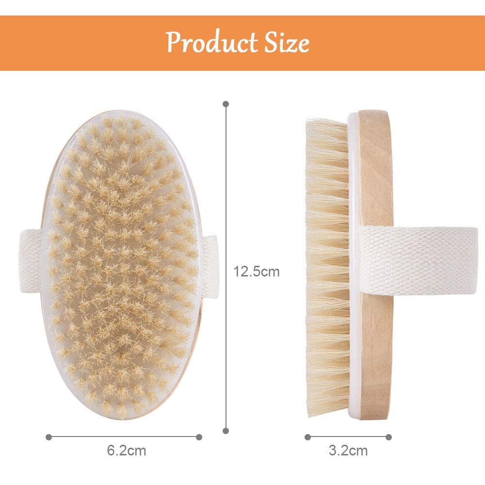 URAQT 2PCS Body Brush, Natural Bristle Shower Brush, Dry Brushing Back Scrubber for Exfoliating Massage - Image 2