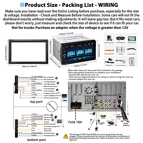 Wowivid Double Din Car Stereo With Cd/Dvd Player, Carplay & Android Auto, 7 Inch Hd Touchscreen Car Radio With Bluetooth, Backup Camera, Mirror Link, Swc, Subwoofer, Usb/Tf/Aux Input, Am/Fm #TOP6