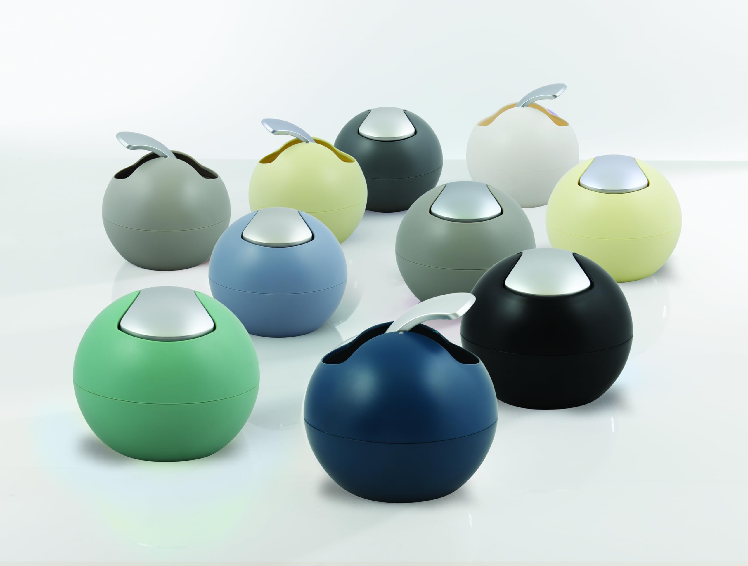 Spirella Cestino da Bagno, Contenitore per Cosmetici, 1 litro, Finitura Lucida o Opaca, con Coperchio Basculante, Cestino da Tavolo, Bianco Opaco