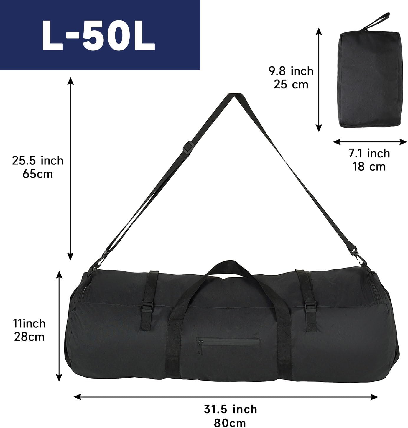 Arxus Duffle Bag for Travel 30L/50L/90L Extra Large Luggage Heavy Duty Duffel Bat Bag for Men Sports - Image 3