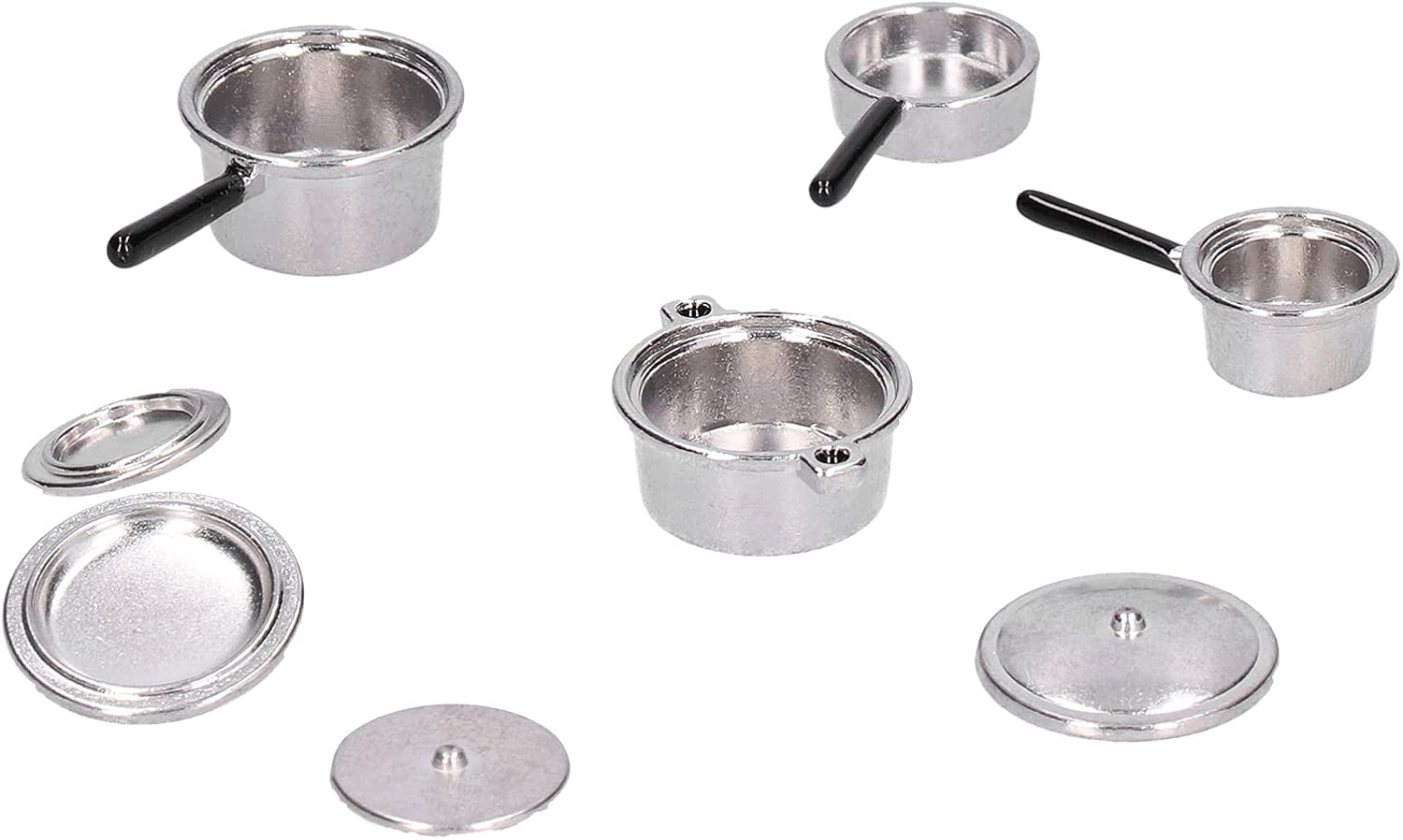 12 Mini Zestaw Garnków Kuchennych do Domek dla Lalek z Metalowymi Palnikami i Miniaturowymi Akcesoriami do Zabaw w Udawanie i Odgrywanie Ról