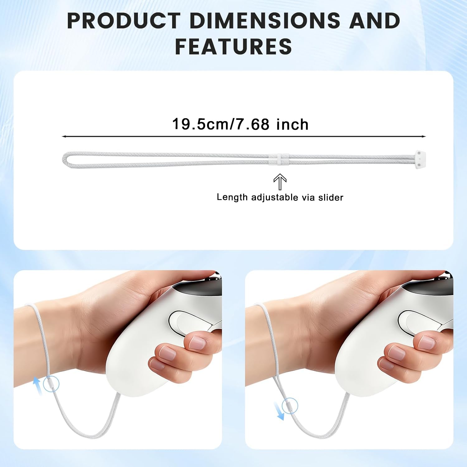 2stk professionell Handschlaufen für Oculus Meta Quest 3/3s, Weiß Verstellbar Controller-Handbänder Einfach zu Befestigen VR-Zubehör für Oculus Meta Quest 3/3s - 4