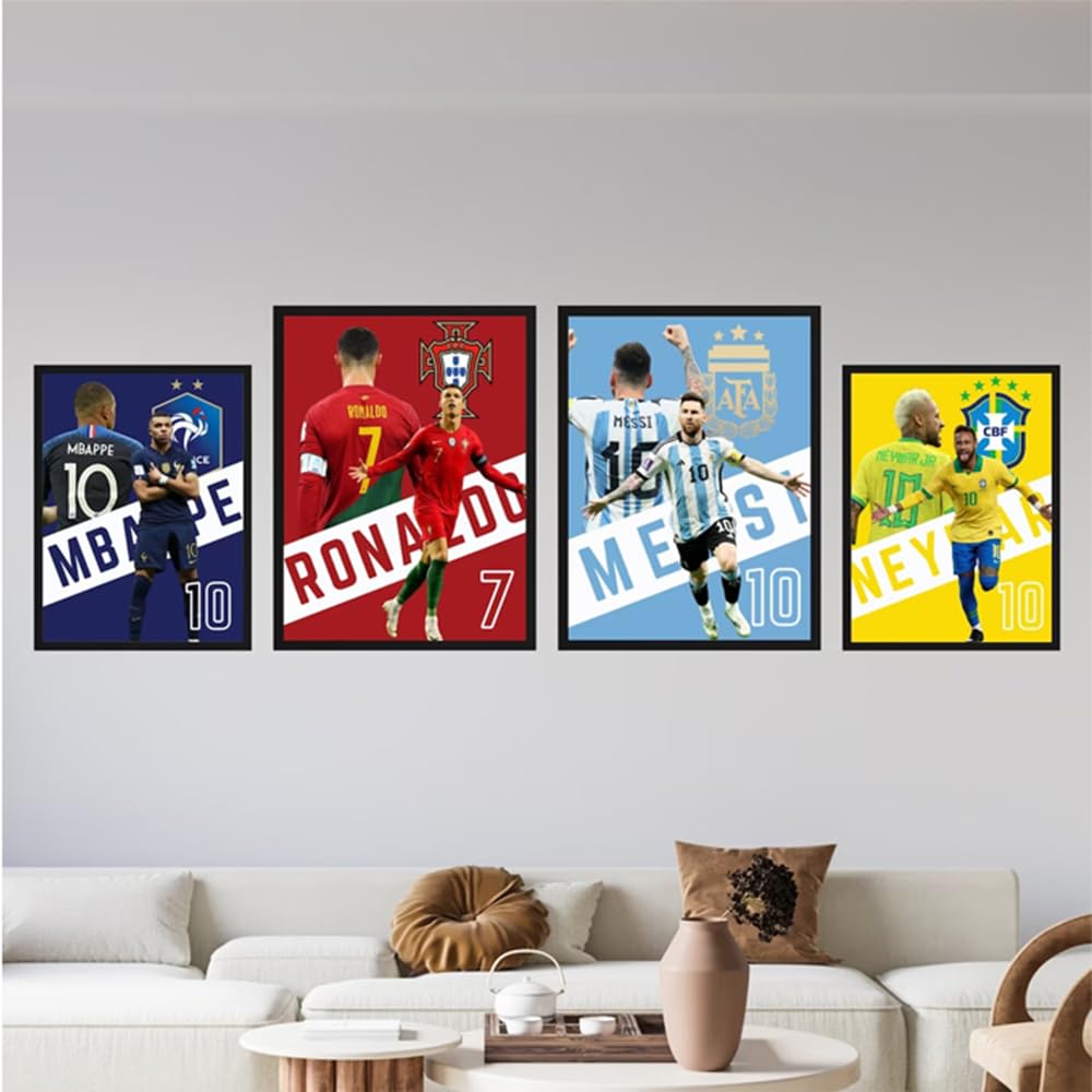 KARTMEN Soccer Superstar Lionel Messi Framed Poster, Football Star Soccer Legend 9" x12 Frame Poster, Motivational Sports Poster for Gym Office Home Decor, (Framed) 3