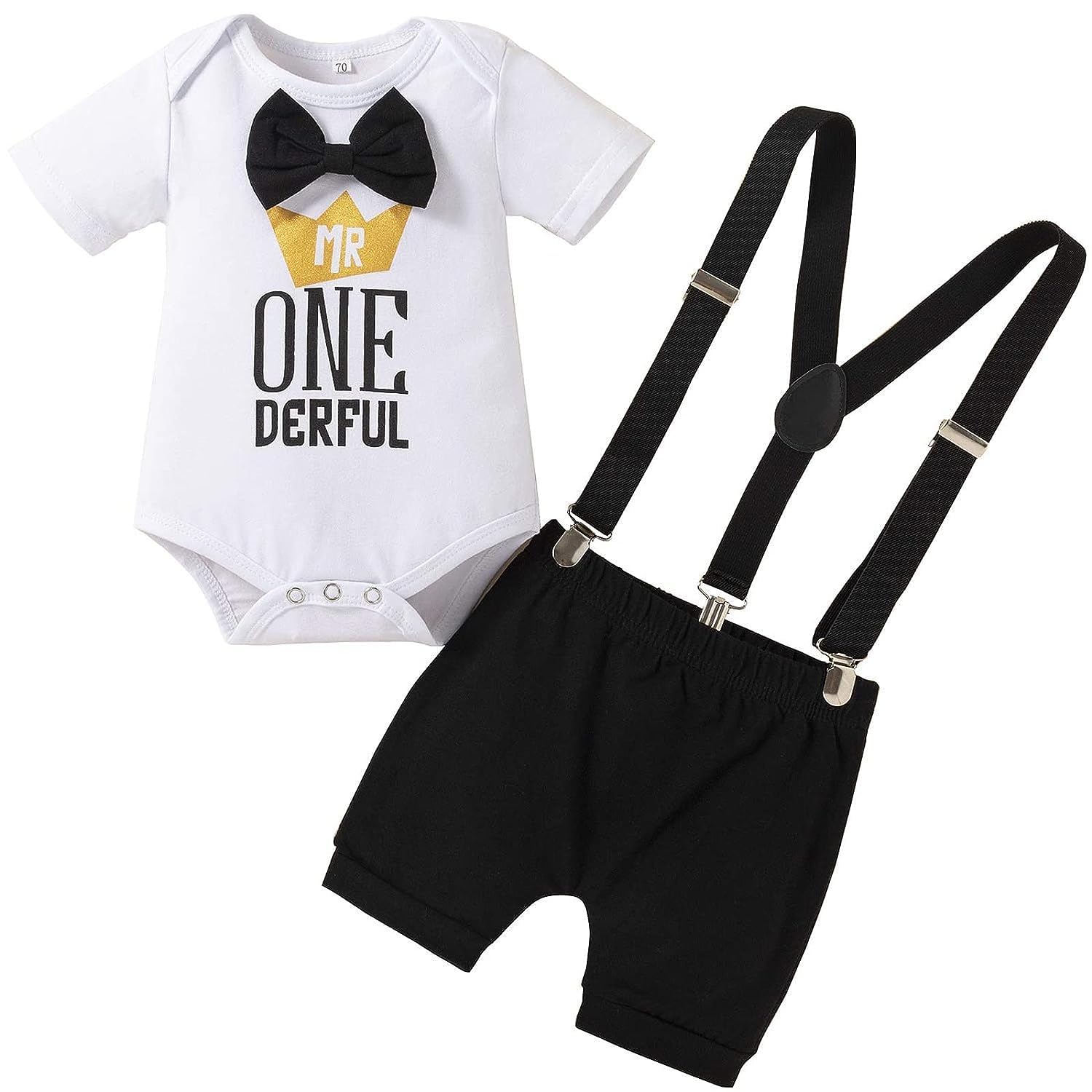 TERRIFIBaby Boys 1st Birthday Outfit Set 3PCS Short Sleeve Short Set for Photo Shoot Size 9-18 Months - Size 100