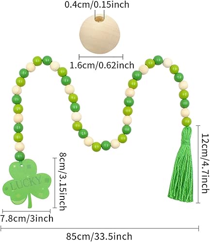 Miniatura 6 de Guirnaldas de cuentas de madera de abejorro con borlas, decoración de abeja primaveral, cuentas de madera amarillas y negras, cuentas de oración