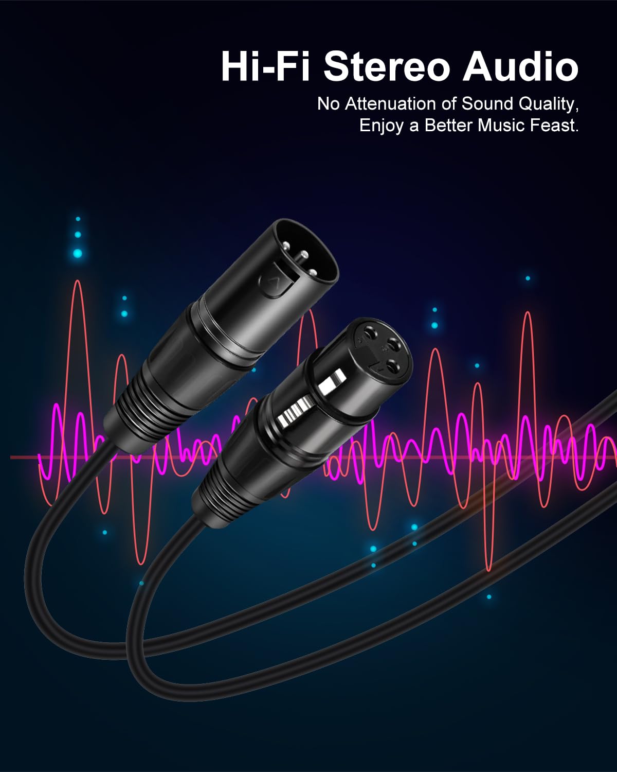 Aqdocvf Lot de 2 câbles XLR de qualité supérieure – Câble de microphone mâle vers femelle en cuivre sans oxygène (OFC) pour haut-parleur, baladodiffusion, mixeur audio, amplificateur, amplificateur