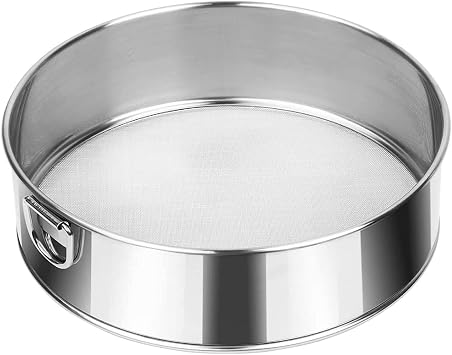 Flour Sifter, Flour Sifter for Baking, Fine Mesh Sifters, Flours Sieve Fine Mesh, 60 Meshes Sieve 304 Stainless Steel Round Sifters for Baking Straining Powdering 20cm 7.87"