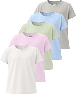 5-Pack Dry-Fit Short Sleeve Athletic T-Shirts for Kids & Teens (Ages 4-16)