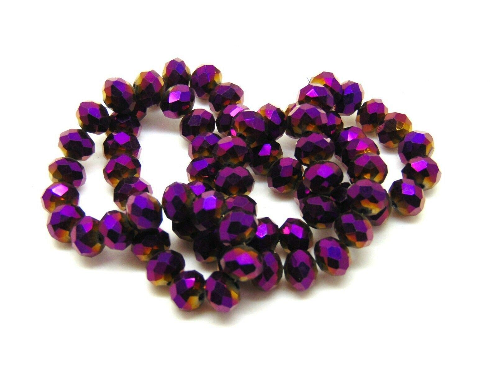 HoitoDeals 72Pcs Faceted Rondelle Crystal Beads For Jewellery Making Craft Project Work etc.