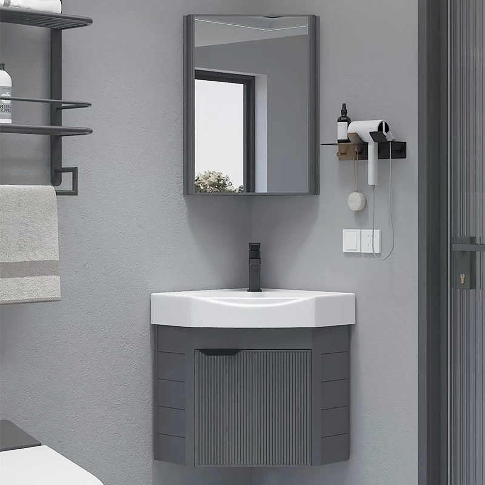 DFGHNBVC Floating Bathroom Vanity Sink Combo With Mirror Cabinet, Space-Saving Design For Small Bathrooms,43Cm