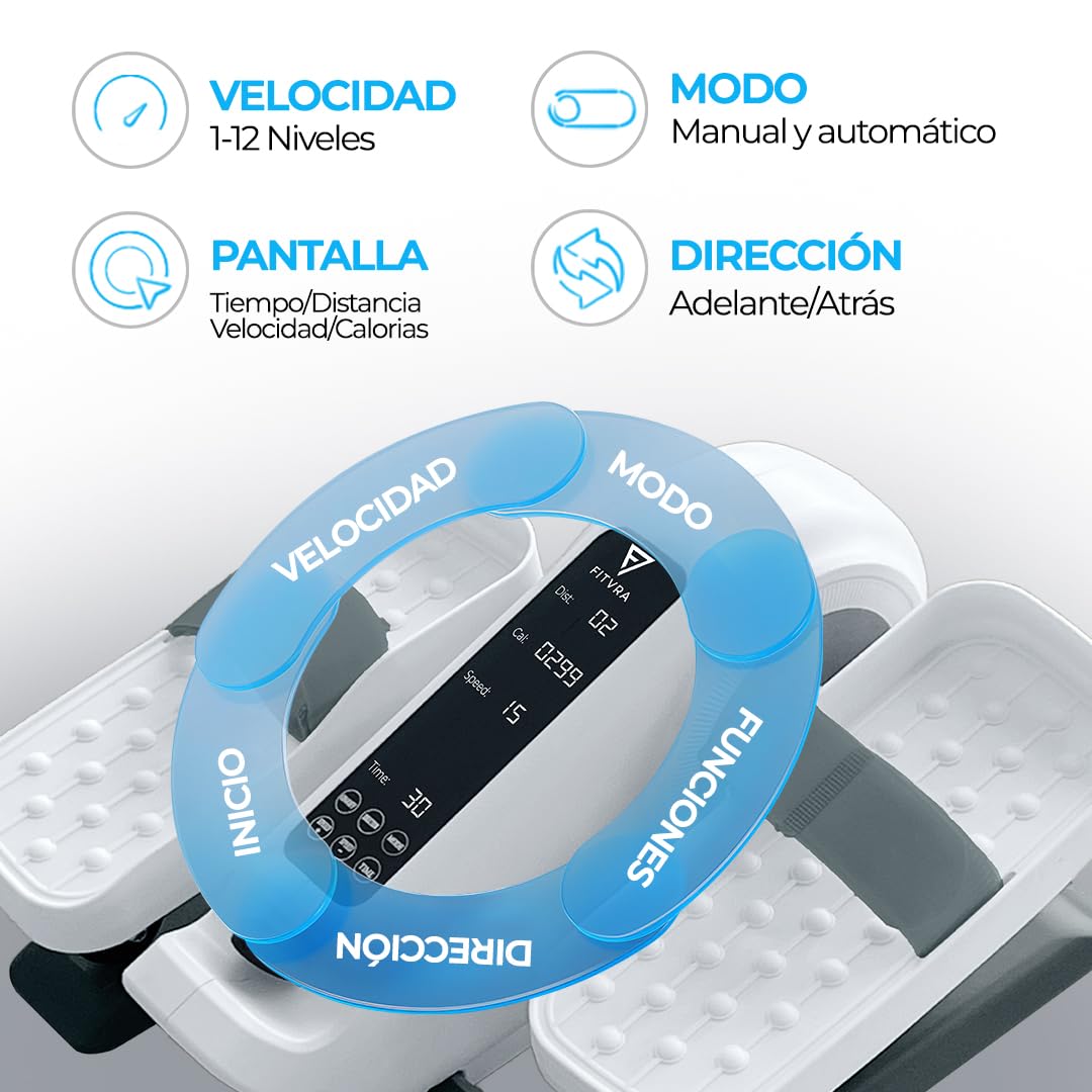 Pedaleador Eléctrico, Automático (12 Velocidades) y Manual (6 Resistencias), Mini Elíptica, Adelante/Atrás, Pedales Estáticos Ejercitador de Piernas para Personas Mayores/Ancianos y Oficina