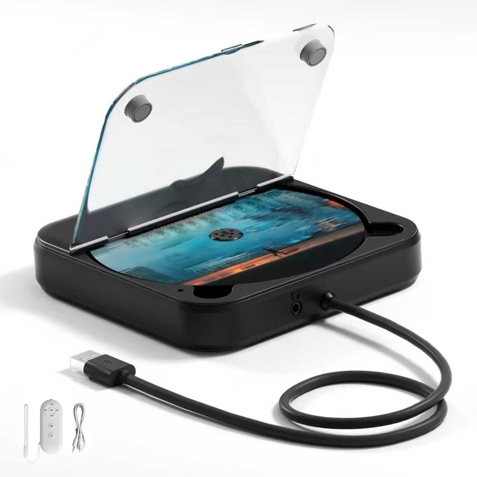 Lettore di dischi in ABS con connettività ausiliaria USB, perfetto per viaggi e pendolari