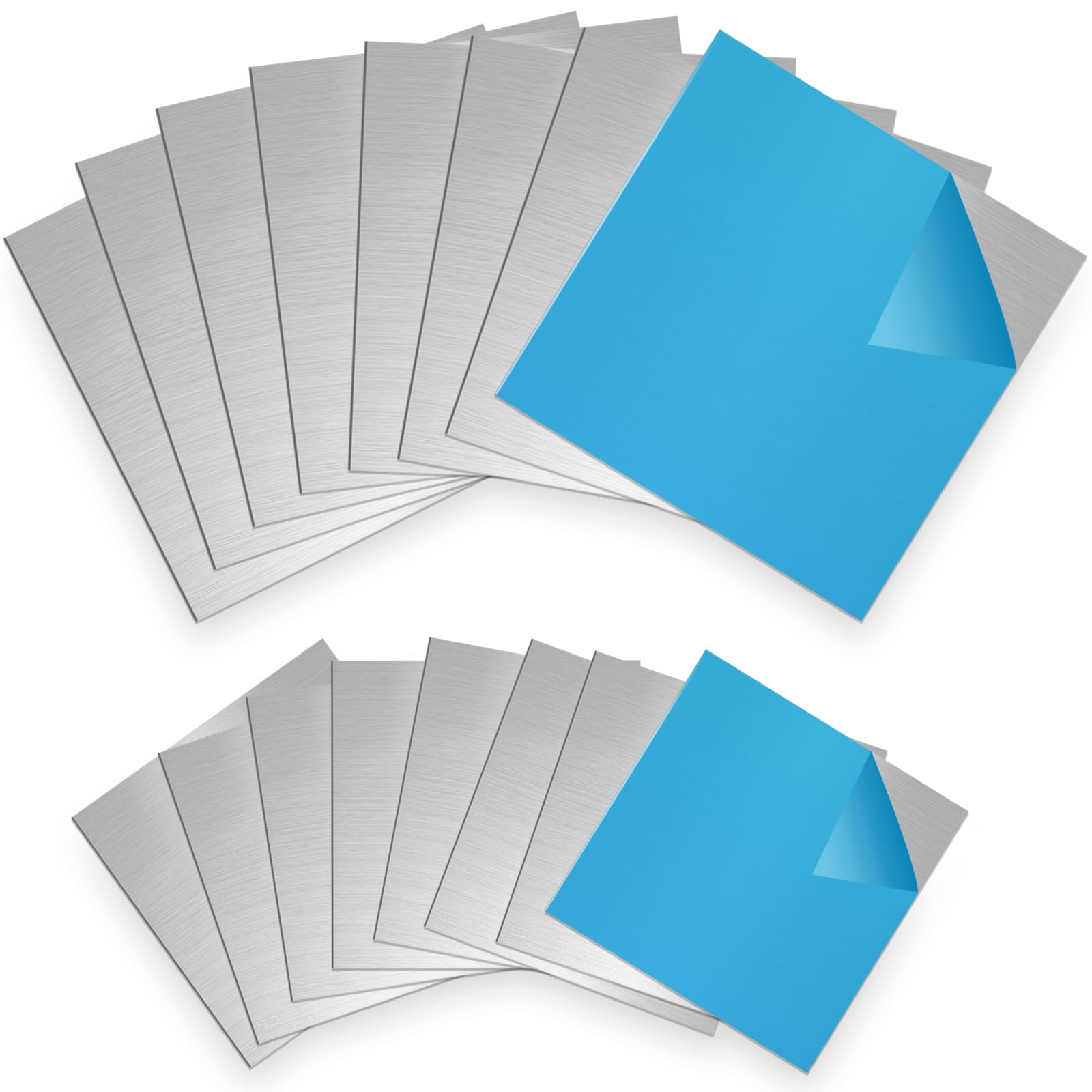 16 Pcs Aluminium Sheet Plates - 8x 100x100x1mm & 8x 150x150x0.5mm, Silver With Protective Film For DIY, Model Making, Crafts