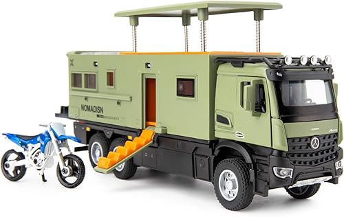 BDTCTK Compatible con modelos de juguete de autocaravana 124 Benz, autocaravana, camión de juguete fundido a presión con sonido y luz para niños y