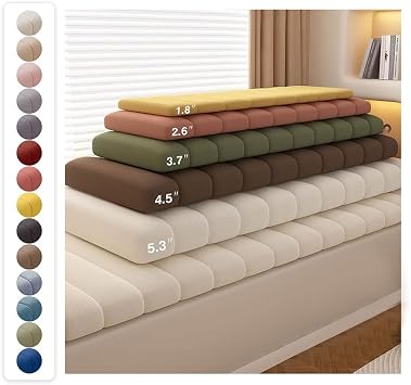 Custom Window Seat Cushions Indoor, Waterproof Plush Window Cushion, Window Bench Cushion with Non Slip Bottom, Thickened Foam Sponge, Anti-Cat Scratch Furniture Cushion