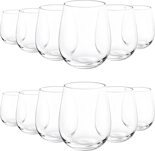 KX-WARE Copas de vino acrílicas irrompibles de 18 onzas sin tallo, juego de 12 unidades transparentes