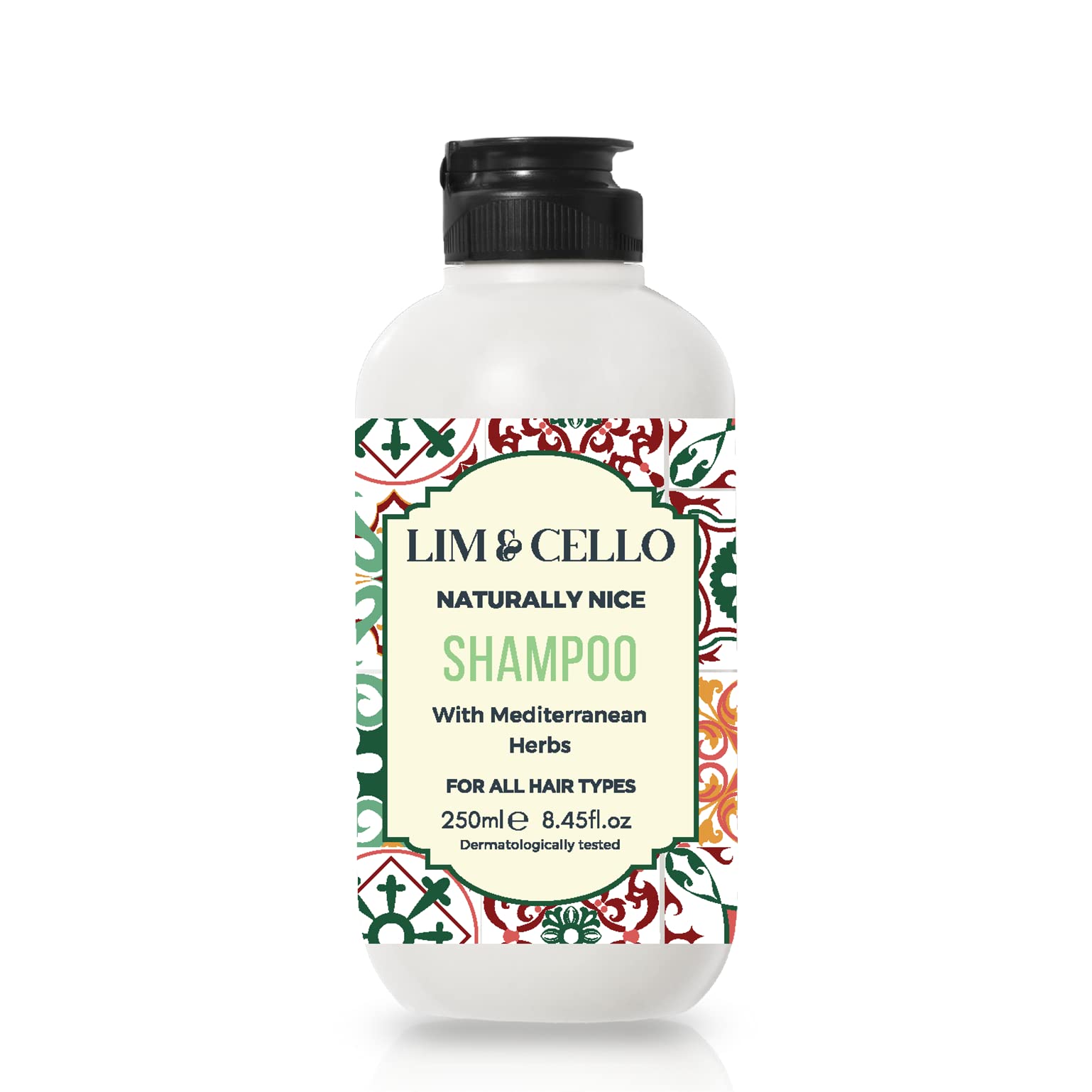 Naturally Nice Shampoo with 9 Mediterranean Herbs | Rich in Vitamins, Antioxidants | Cleanses and Detoxes Leaving Hair Revitalized, Made in Italy, 250 ml / 8.45 fl. oz