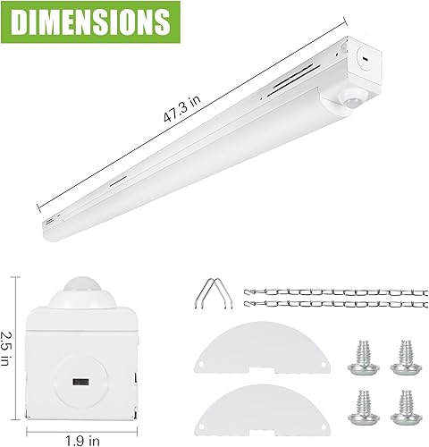 Miniatura 7 de Hykolity Luz LED con sensor de movimiento, tira de luz Bluetooth de 4 pies y 45 W, 3000 K3500 K4000 K5000 K CCT seleccionable, tira de luz regulable